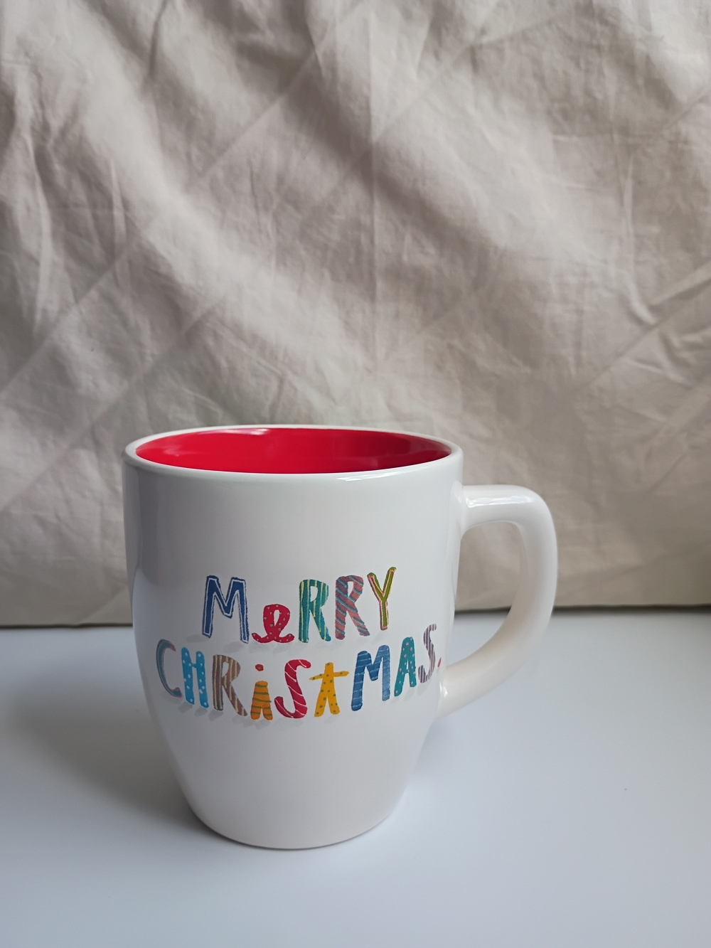 White and Red Rae Dunn 'Merry Christmas' Ceramic Mug